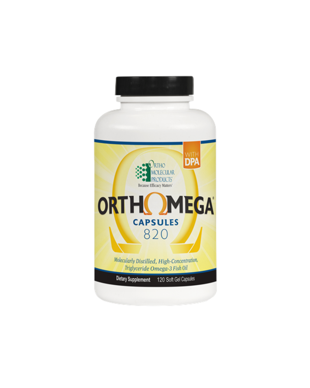 White Supplement Bottle of Ortho Molecular Ortho Mega 120ct, Youth Skin RX, Medspa, Tulsa, Oklahoma