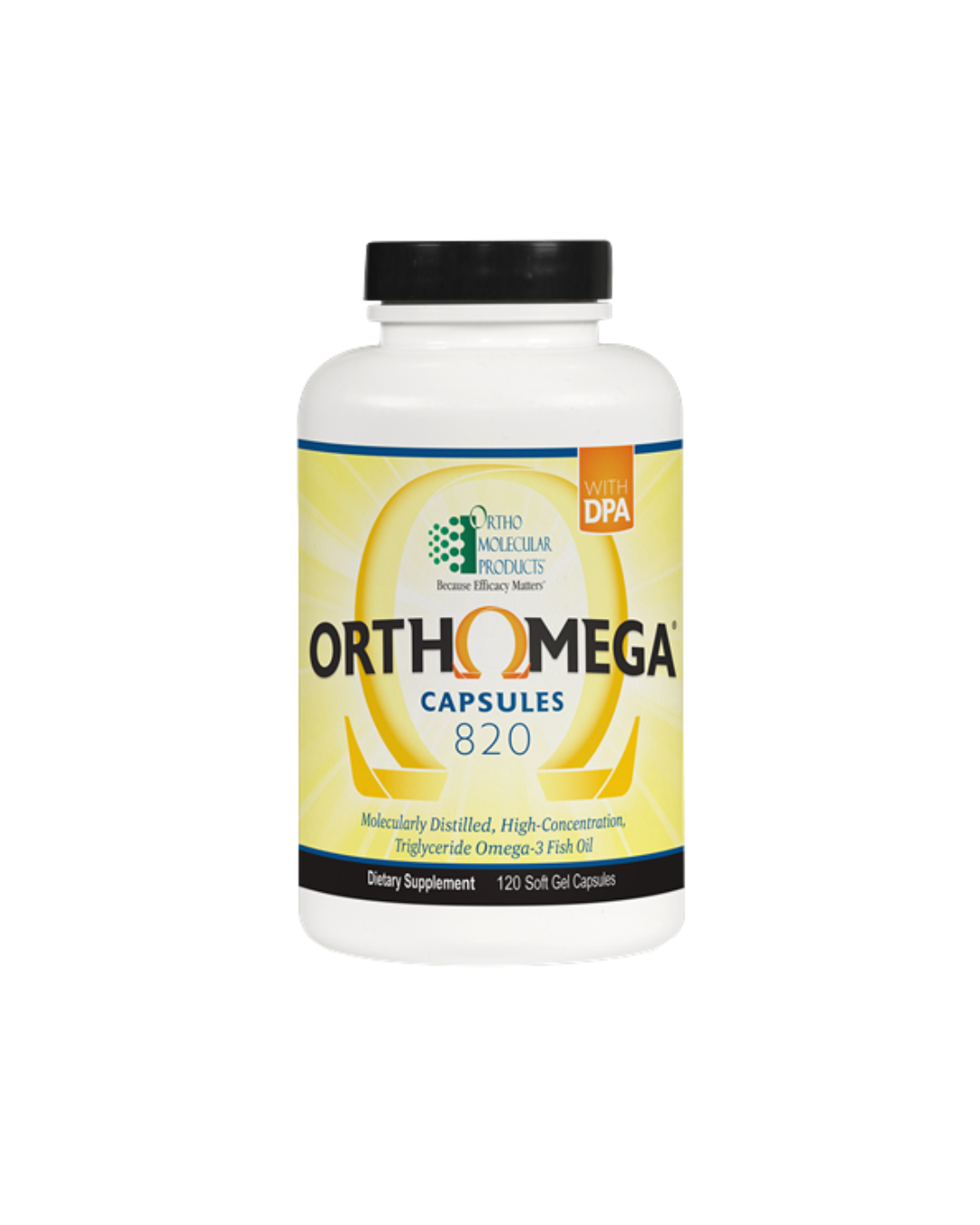 White Supplement Bottle of Ortho Molecular Ortho Mega 120ct, Youth Skin RX, Medspa, Tulsa, Oklahoma